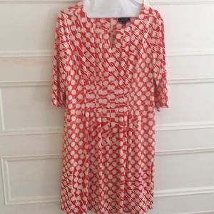 Tahari knee-length coral and ivory dress sz 16